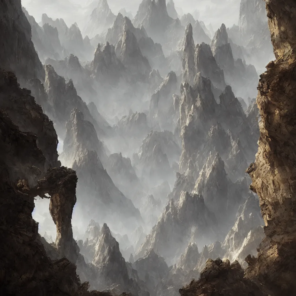 Prompt: Orkland. Black, rocky plain. Sharp cliffs, craggy mountains, vast barren plains belching sulfur gases, musty swamps and numerous cave systems. a fantasy digital painting by Greg Rutkowski and James Gurney, trending on Artstation, highly detailed