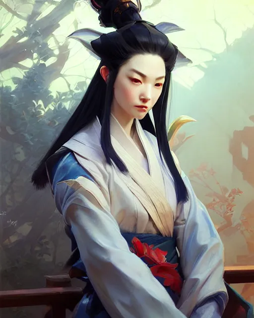 Image similar to onmyoji portrait, fine details. night setting. realistic shaded lighting poster by craig mullism, artgerm, jeremy lipkin and michael garmash, unreal engine, radiant light, detailed and intricate environment, digital art