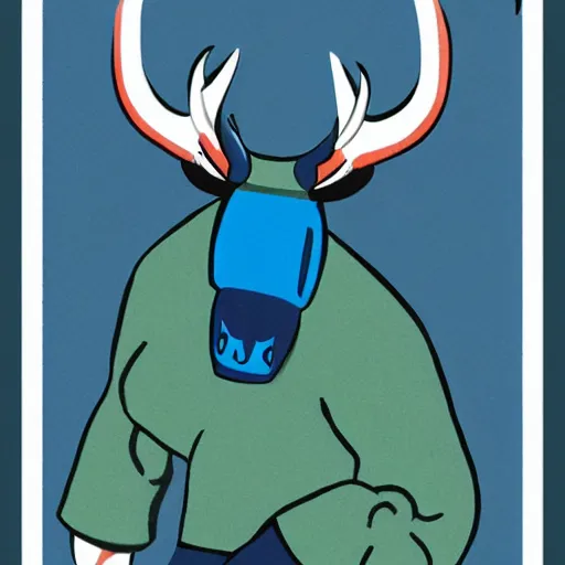 Prompt: blue ox, strength tarot card