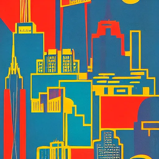 Prompt: “Mid Century Modern poster of the New York City skyline, vivid, colorful”