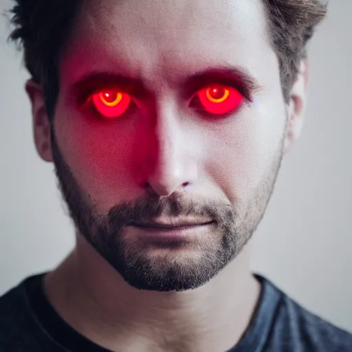 Image similar to a man with red glowing eyes