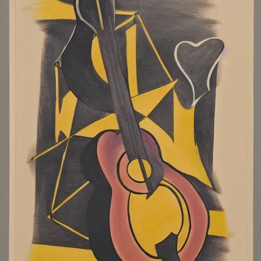 Image similar to A bee with a guitar drawn at Disney by Duchamp