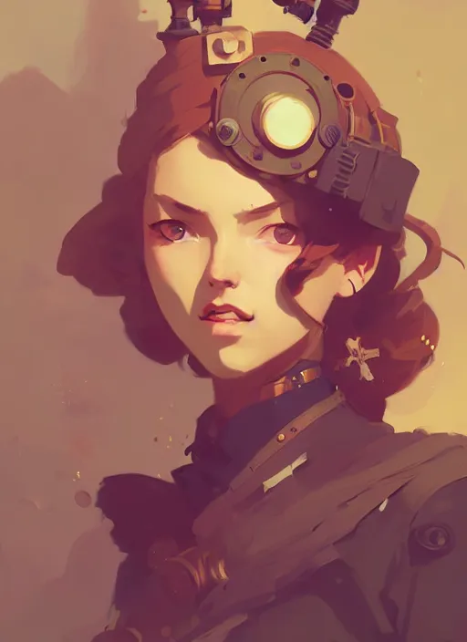 Prompt: portrait of cute maiden girl, steampunk by atey ghailan, by greg rutkowski, by greg tocchini, by james gilleard, by joe gb fenton, by in kaethe butcher, dynamic lighting, gradient light yellow, brown, blonde cream and white color in scheme, grunge aesthetic