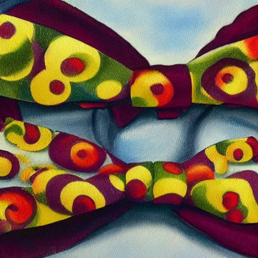 Image similar to painting concept art impressionist silk worms bowtie, elegant, detailed,