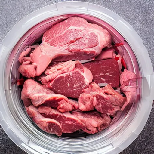 Image similar to disgusting meat in plastic tub