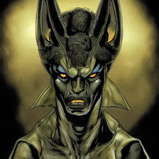 Image similar to portrait of Anubis, angry, in Travis Charest style