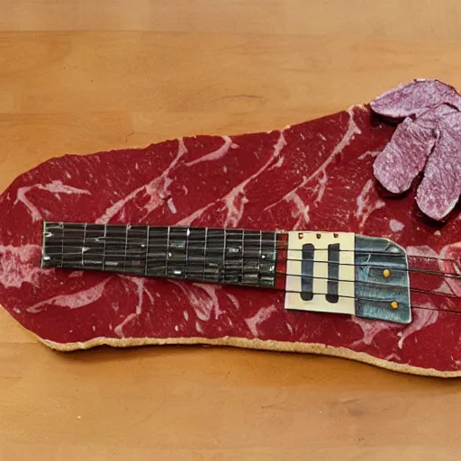 Prompt: peperami animal guitar meat