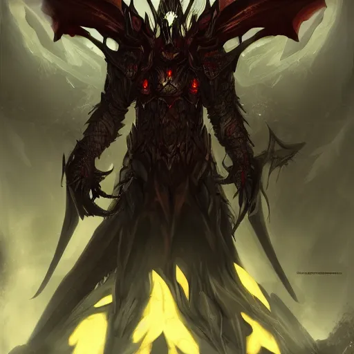 Image similar to dark fantasy concept of a vampire dragon god, with dark matter and molten armor on a mountain, cinematic, dynamic lighting, photorealistic, ultra detailed, trending on art station, stunning visuals, creative, hyper detailed