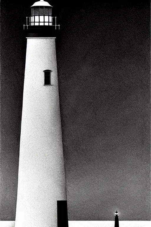 Prompt: the lighthouse, black and white, edward hopper and james gilleard zdzislaw beksisnski higly detailed