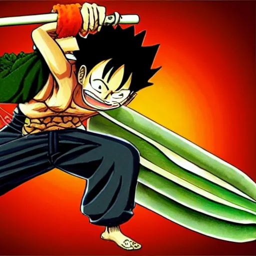 Image similar to luffy as roronoa zoro