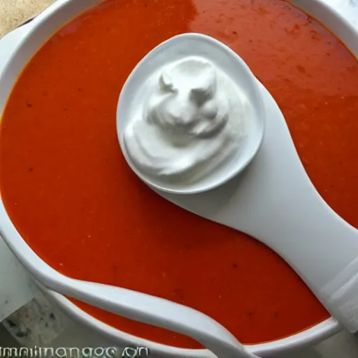 Prompt: a bathtub filled with liquid tomato soup