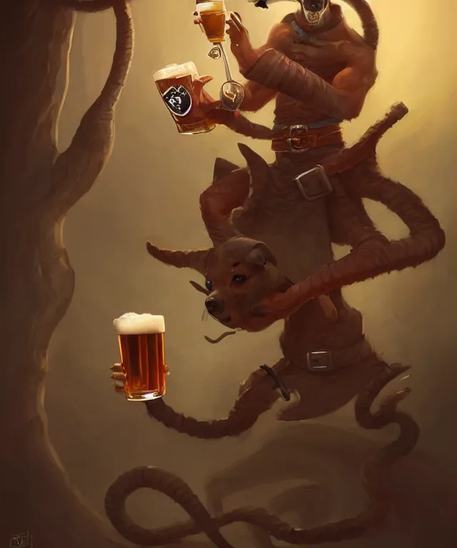 Prompt: a portrait of an anthropomorphic ninja greyhound drinking a beer, standing in a restaurant, cute and adorable, dnd character art portrait, well rendered matte fantasy painting, deviantart artstation, by jason felix by steve argyle by tyler jacobson by peter mohrbacher, cinematic lighting