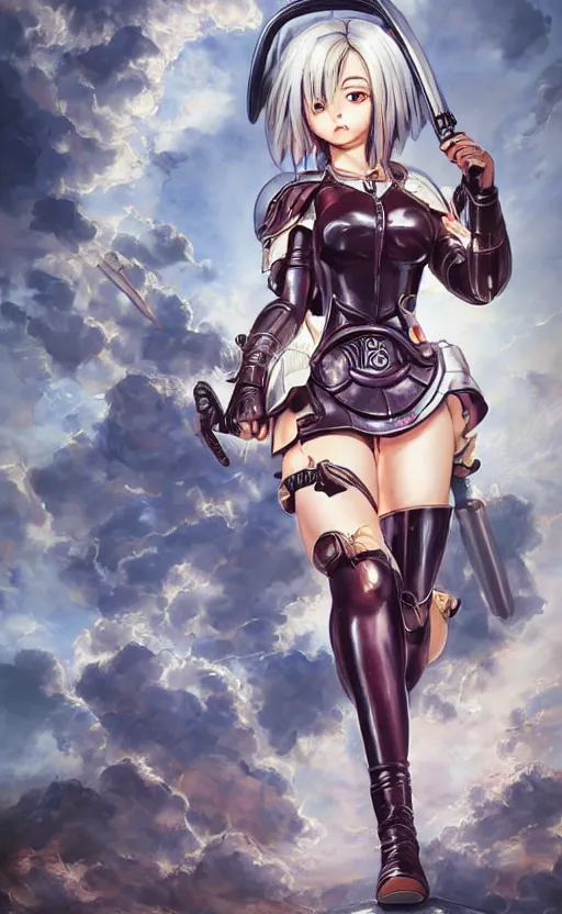 Prompt: ancient greek hero, seifuku, pleated miniskirt, battle angel alita. by rembrandt 1 6 6 7, illustration, illustrious makinami, by artgerm