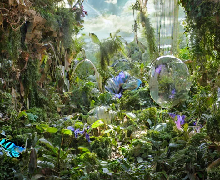 Image similar to simplicity, transparent clear see - through image of mollusks, lush botany, orchids, ferns, garden environment, ultra realistic, concept art, art nouveau, photorealistic, octane render, 8 k, unreal engine. art by gustave dore and nori inoguchi and sam kaplan and zachary goulko and christopher marley and artgerm and alphonse mucha