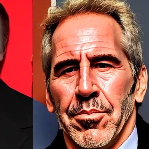 Image similar to Jeffery Epstein peels off his face to reveal Nicholas Cage