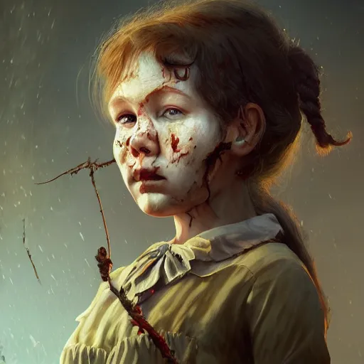 Image similar to young laura ingalls as a zombie, 7 days to die zombie, fine art, award winning, intricate, elegant, sharp focus, cinematic lighting, highly detailed, digital painting, 8 k concept art, art by guweiz and z. w. gu, masterpiece, trending on artstation, 8 k