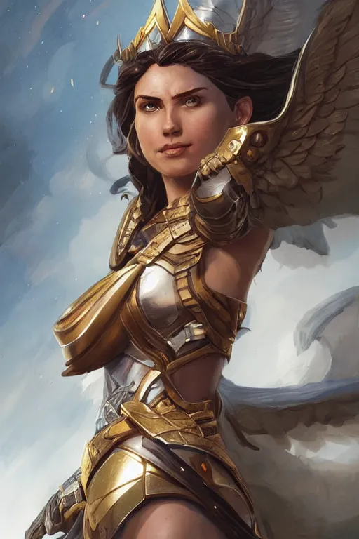 Image similar to amazon valkyrie athena, d & d, fantasy, portrait, highly detailed, headshot, digital painting, trending on artstation, concept art, sharp focus, illustration, art by artgerm and greg rutkowski and magali villeneuve