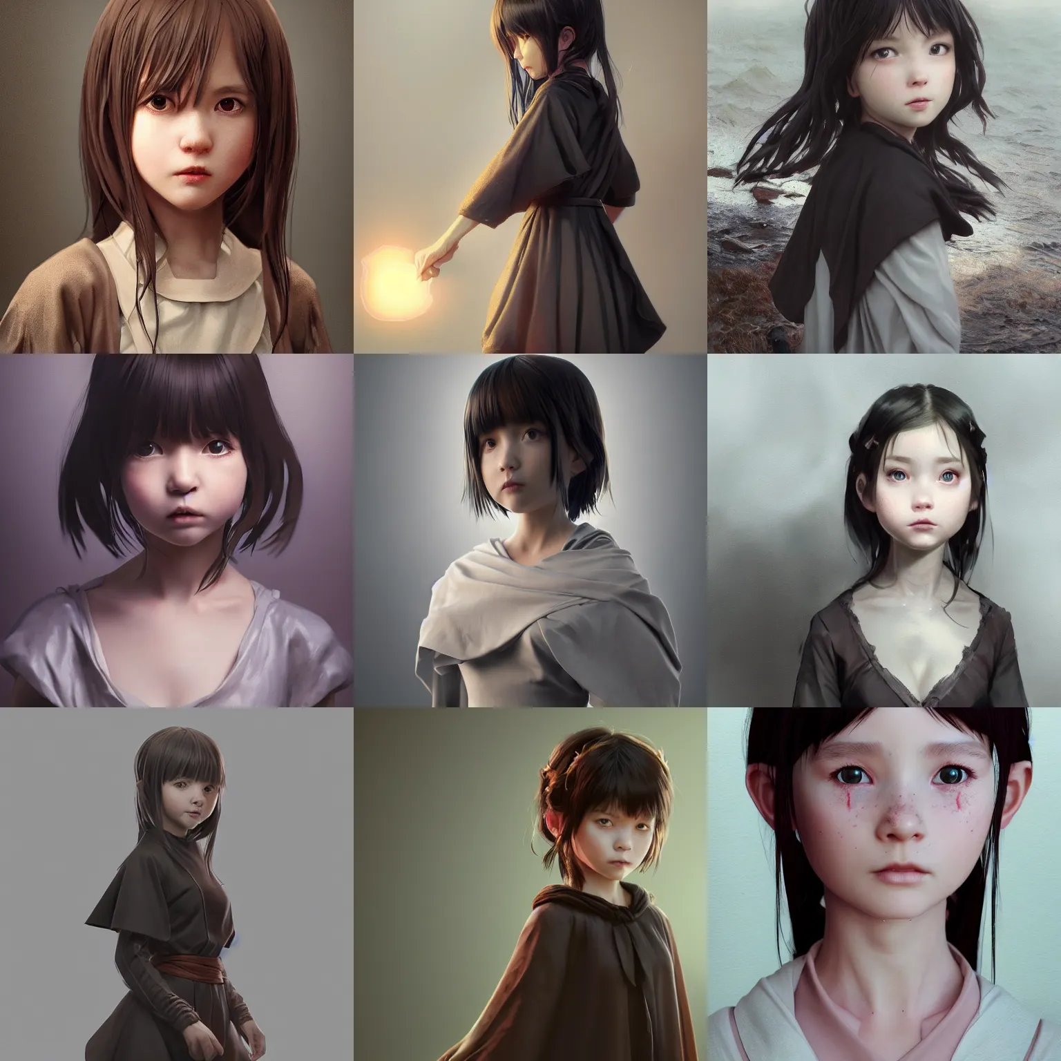 Image similar to Clothed.realistic style at CGSociety by WLOP,ilya kuvshinov,krenz cushart,Greg Rutkowski,trending on artstation.Zbrush sculpt colored,Octane render in Maya,Houdini VFX.Realistic fantasy cute young girl who is dark disciple,expressing joy,wearing mystic robe,silky hair, deep eyes.Oil painting.Cinematic dramatic atmosphere,sharp focus,soft volumetric studio lighting.