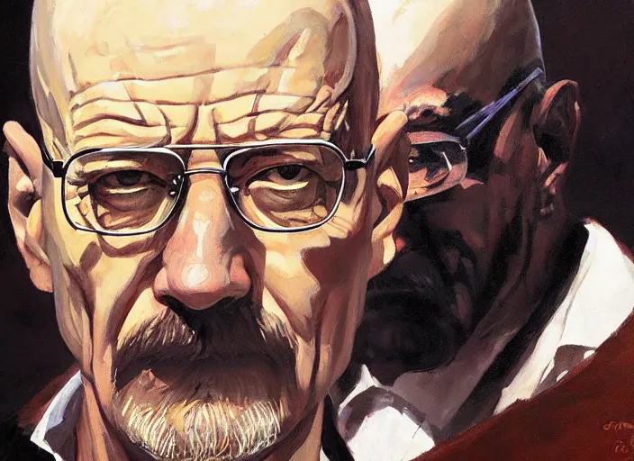 Prompt: a highly detailed beautiful portrait of walter white black, by gregory manchess, james gurney, james jean