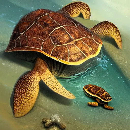 Image similar to macrochelys temminckii by greg rutkowski