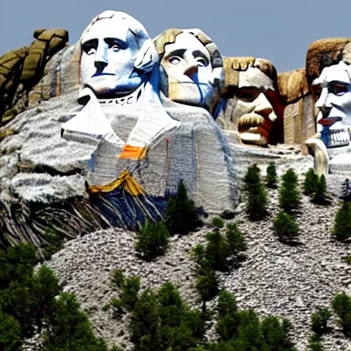 Prompt: a photo of mount rushmore after donald trump's face had been added