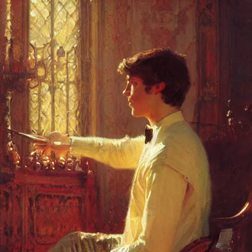 Prompt: detailed portrait of garfield in royal palace, spring light, painting by gaston bussiere, craig mullins, j. c. leyendecker