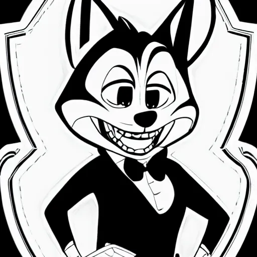 Prompt: official manga line art of Nick Wilde wearing a tuxedo, smiling at the viewer