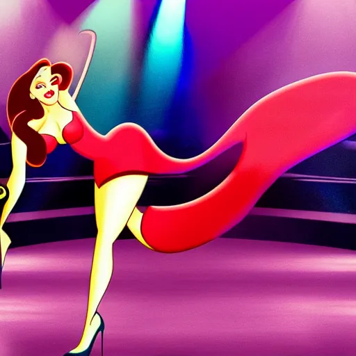 Image similar to jessica rabbit dancing in the spotlight