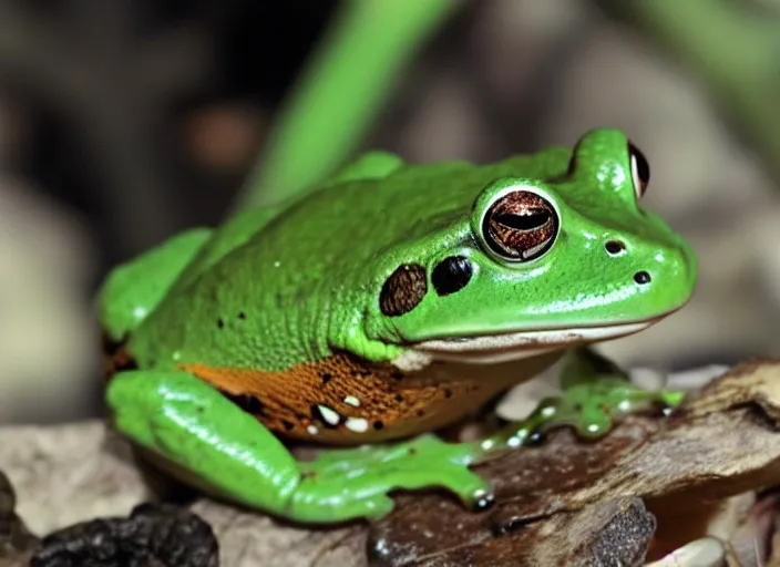 Prompt: I'm Mr. Frog. This is my show. I eat the bug.