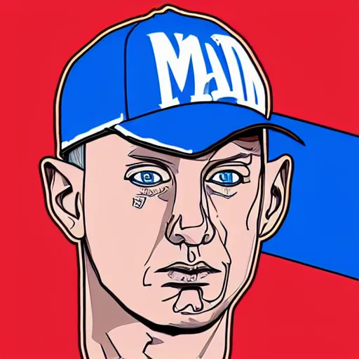 Image similar to eminem, digital art, iconic icon, 2 d vector logo, cartoon, t - shirt design