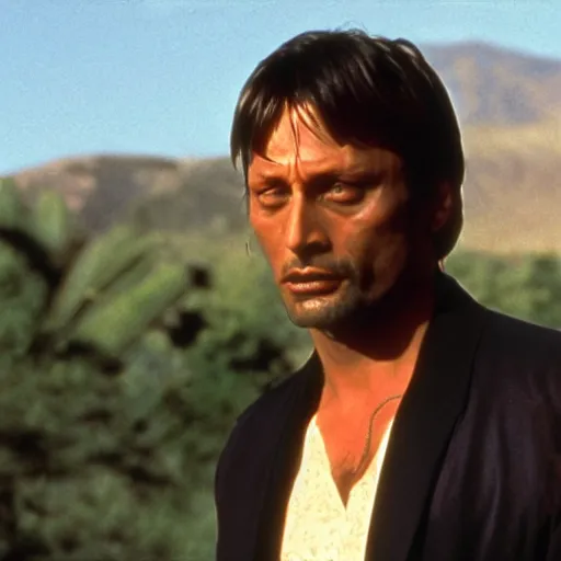 Image similar to Mads Mikkelsen starring in Pulp Fiction as main character