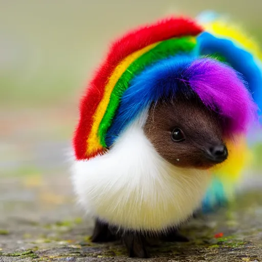 Prompt: a cute fuzzy ducking with colored rainbow fuzz, photorealistic, detailed, beautiful shot dlsr camera, zeiss lens