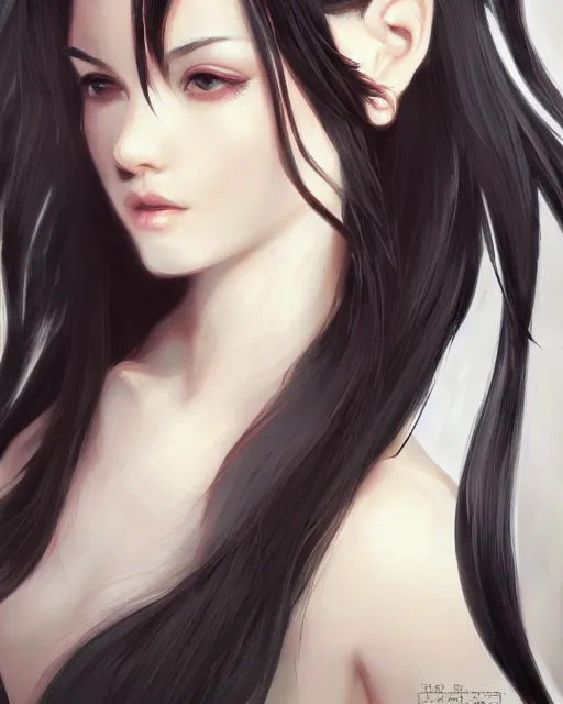 Image similar to teen girl, black hair, gorgeous, amazing, elegant, intricate, highly detailed, digital painting, artstation, concept art, sharp focus, illustration, art by Ross tran