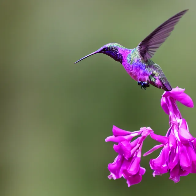 purple hummingbird flying