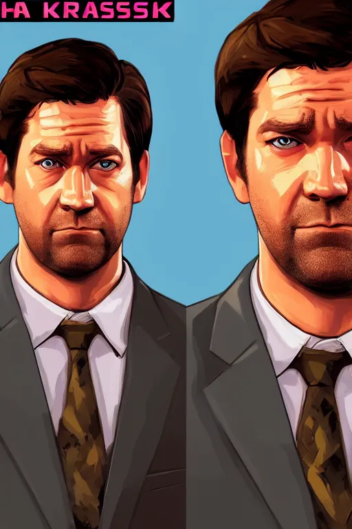 Image similar to john krasinski gta character art, game cover, the office, jim halpert, artstation,