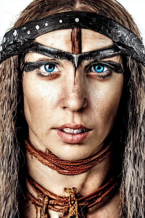 Image similar to portrait of a barbarian female, ultra sharp, very detailed, high quality focus by ian sprigger