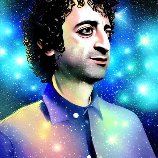 Prompt: gustavo cerati made of the universe, digital art