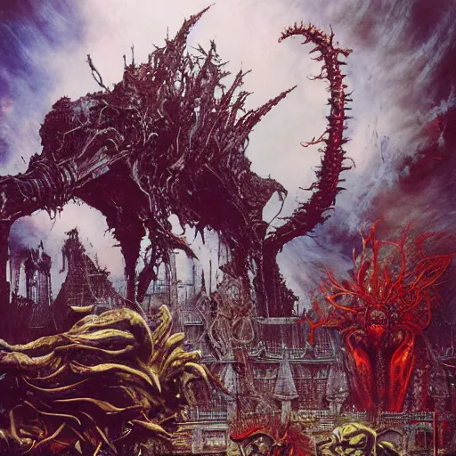 realistic detailed image of Creatures terrorizing an | Stable Diffusion