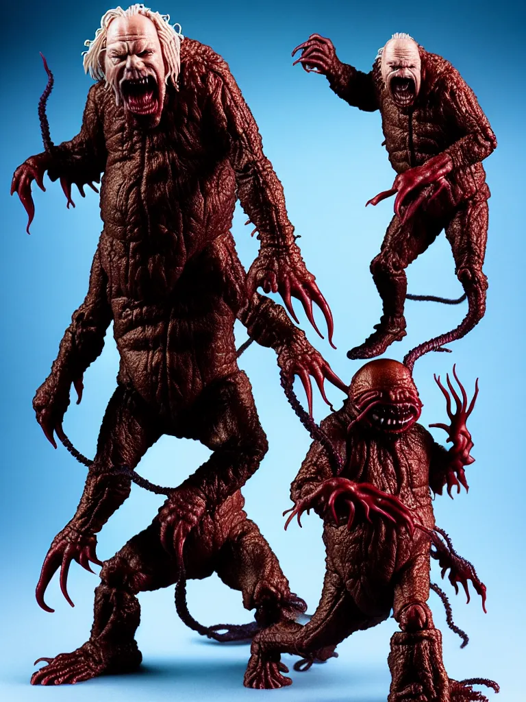 Prompt: hyperrealistic rendering, fat smooth john carpenter's the thing by bernie wrightson and killian eng and joe fenton, product photography, action figure, sofubi, studio lighting, colored gels, colored background