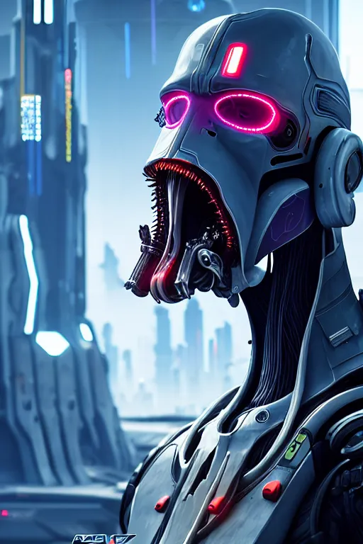 Prompt: futuristic portrait art of a cyberpunk general grievous, futuristic style general grievous, cyberpunk, game screenshot from cyberpunk 2 0 7 7