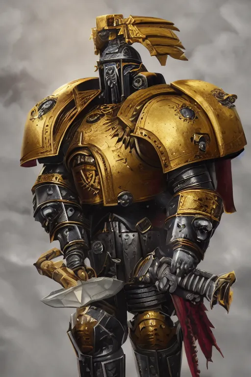 Image similar to armor portrait heros warhammer 4 0 k horus heresy fanart - the primarchs emperor by johannes helgeson animated with vfx concept artist & illustrator global illumination ray tracing hdr fanart arstation zbrush central hardmesh 8 k octane renderer comics stylized