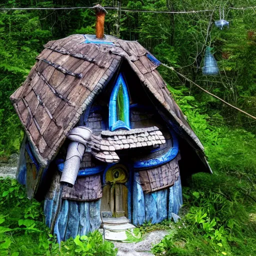 Prompt: Baba Yaga’s house with !root! shaped legs