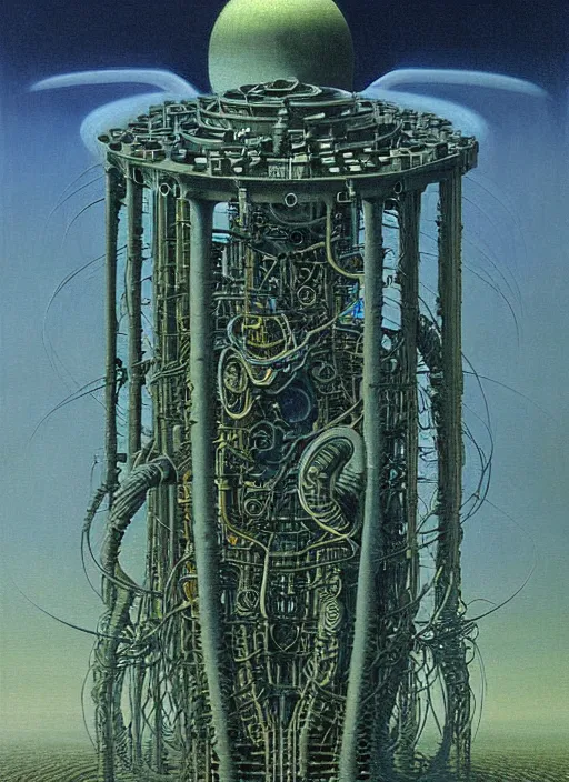 Image similar to machinery of creation occult reactor highly detailed painting by zdzisław beksinski 8 k