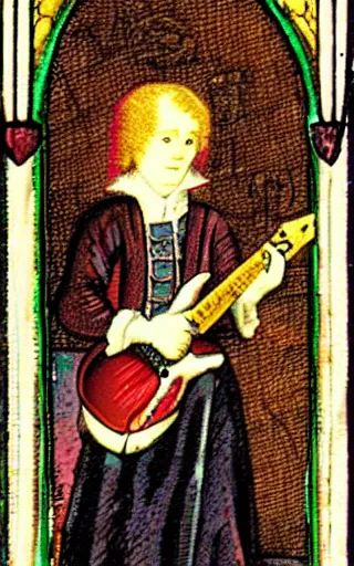 Image similar to The shoegaze guitarist, 1600s tarot card