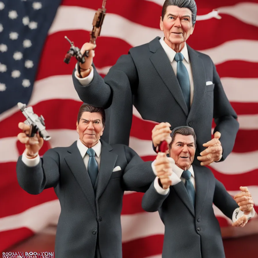 Image similar to ronald reagan hot toys action figure promo shots 4 k photography