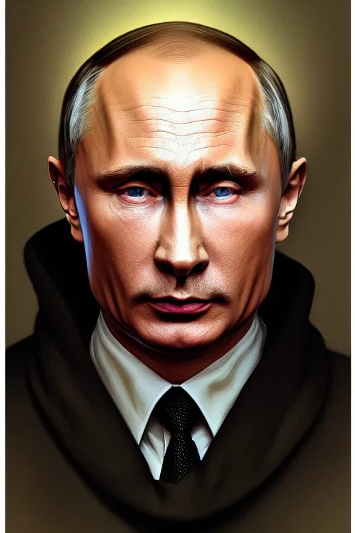 Image similar to vladimir putin as ja ja binx, realistic portrait, symmetrical, highly detailed, digital painting, artstation, concept art, smooth, sharp focus, illustration, cinematic lighting, art by artgerm and greg rutkowski and alphonse mucha