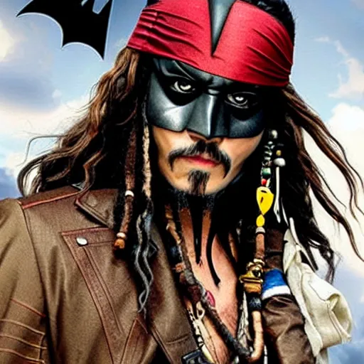 Image similar to jack sparrow as batman, ultrarealistic