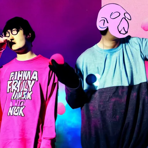 Prompt: filthy frank pink guy and joji rapping