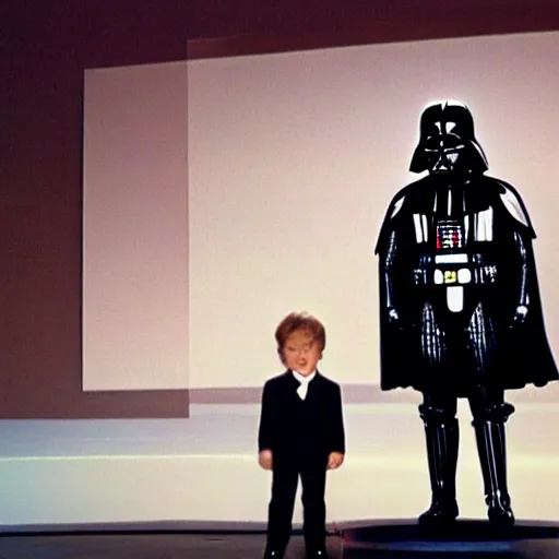 Image similar to rare photo of darth vader giving ted talk