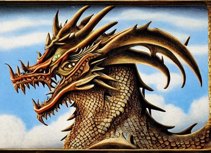 Image similar to pleasing - palette roaring symmetrical dragon head, close - up, pleasing palette, spiky teeth, highly detailed, made out of idyllic nebulous clouds sophisticated detailed pastel dragon from scenery fantasia ( 1 9 4 1 )